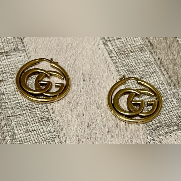 Earrings… Gold GG Hoops - Picture 2 of 2